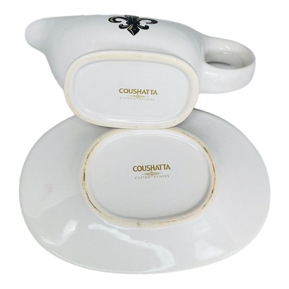 Coushatta Casino Resort Fleur de Lis Design Gravy Boat and Platter Set - Picture 7 of 9